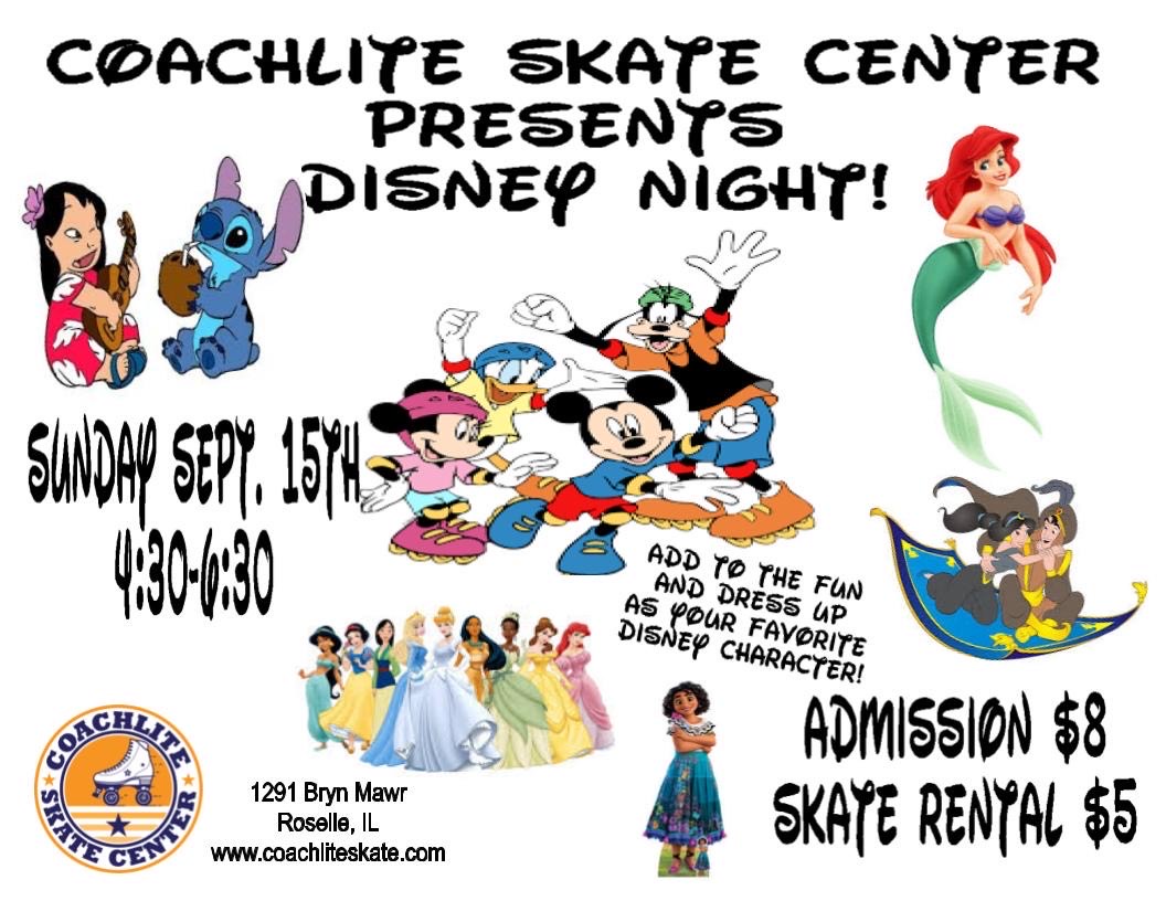 DISNEY NIGHT – Sunday September 15th from 4:30pm – 6:30 pm